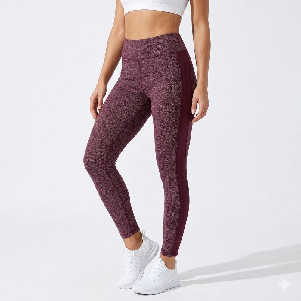 Loft Lou & Grey Women's Textured Stripe Ponte Leggings M Maroon Red Stretch Pant